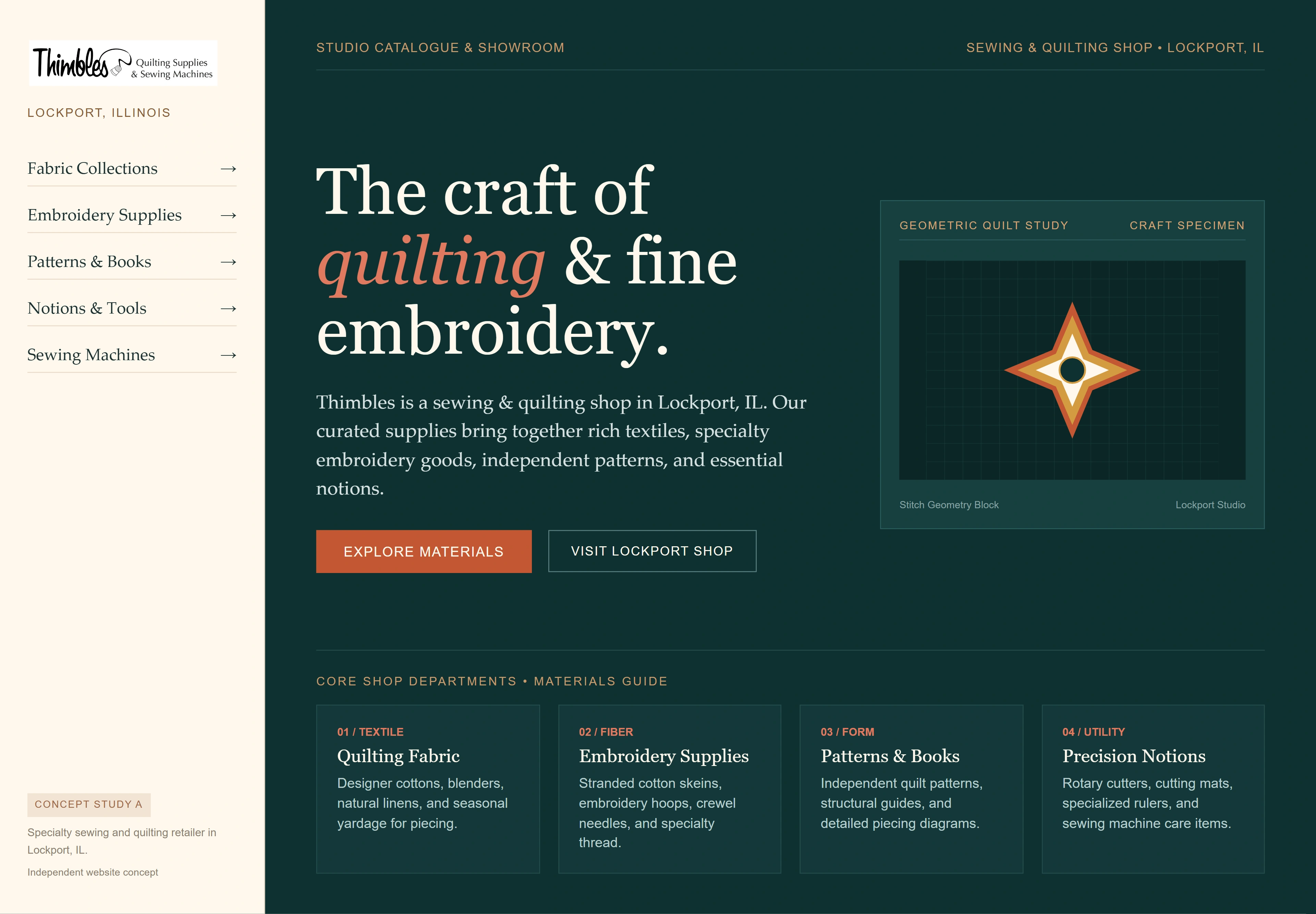 Thimbles, individual website design concept A
