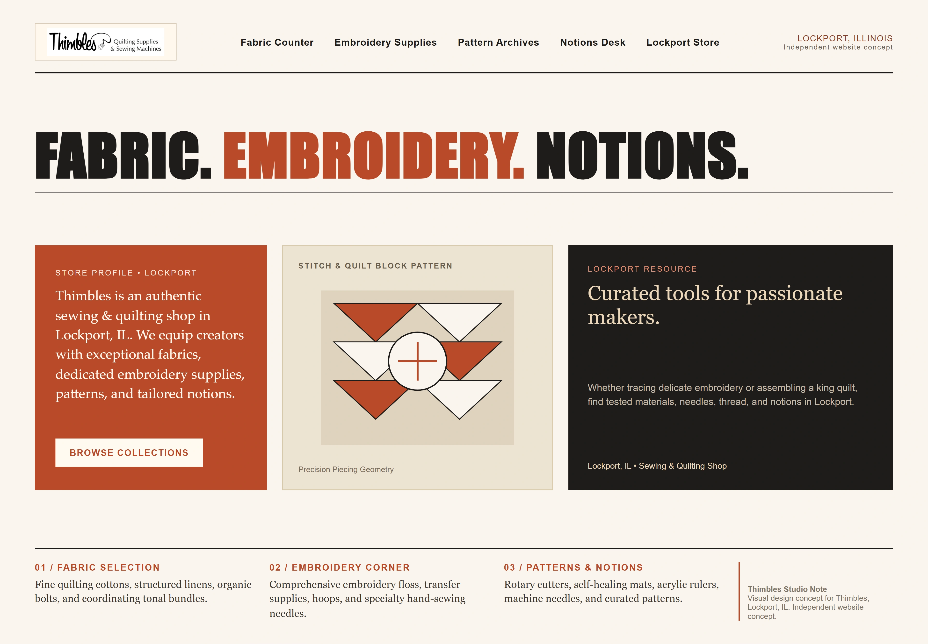 Thimbles, individual website design concept B