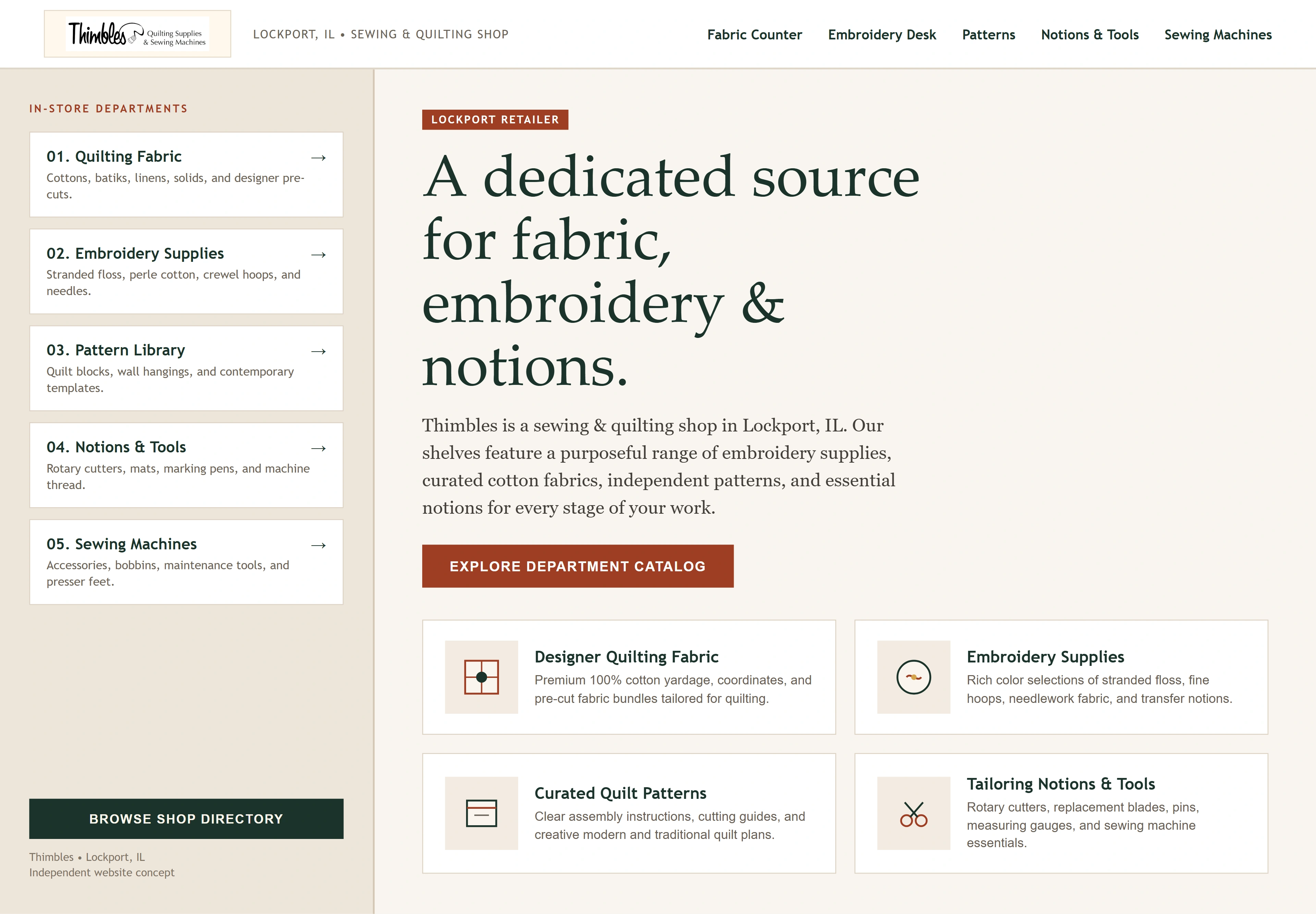 Thimbles, individual website design concept D