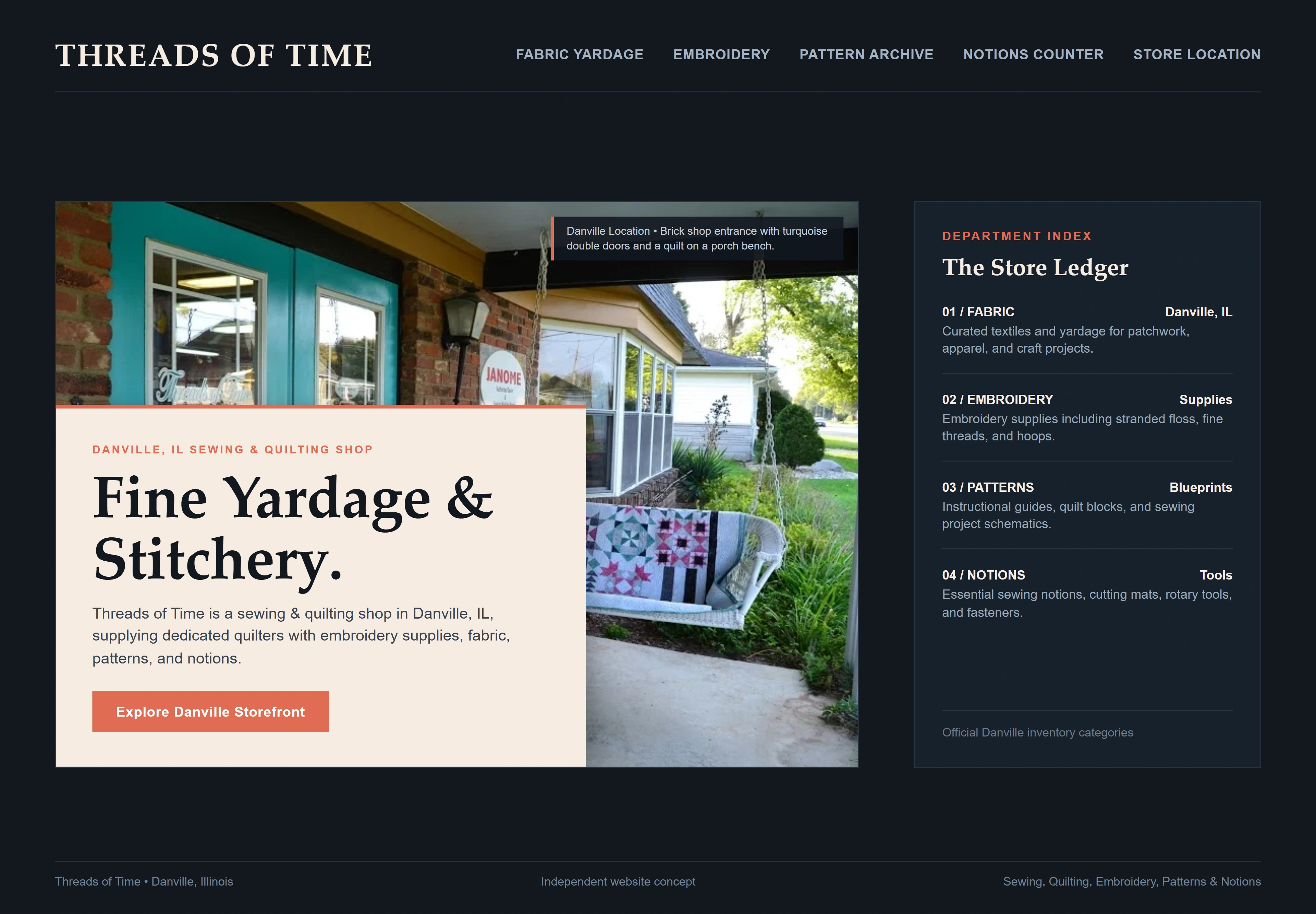 Threads of Time, individual website design concept B