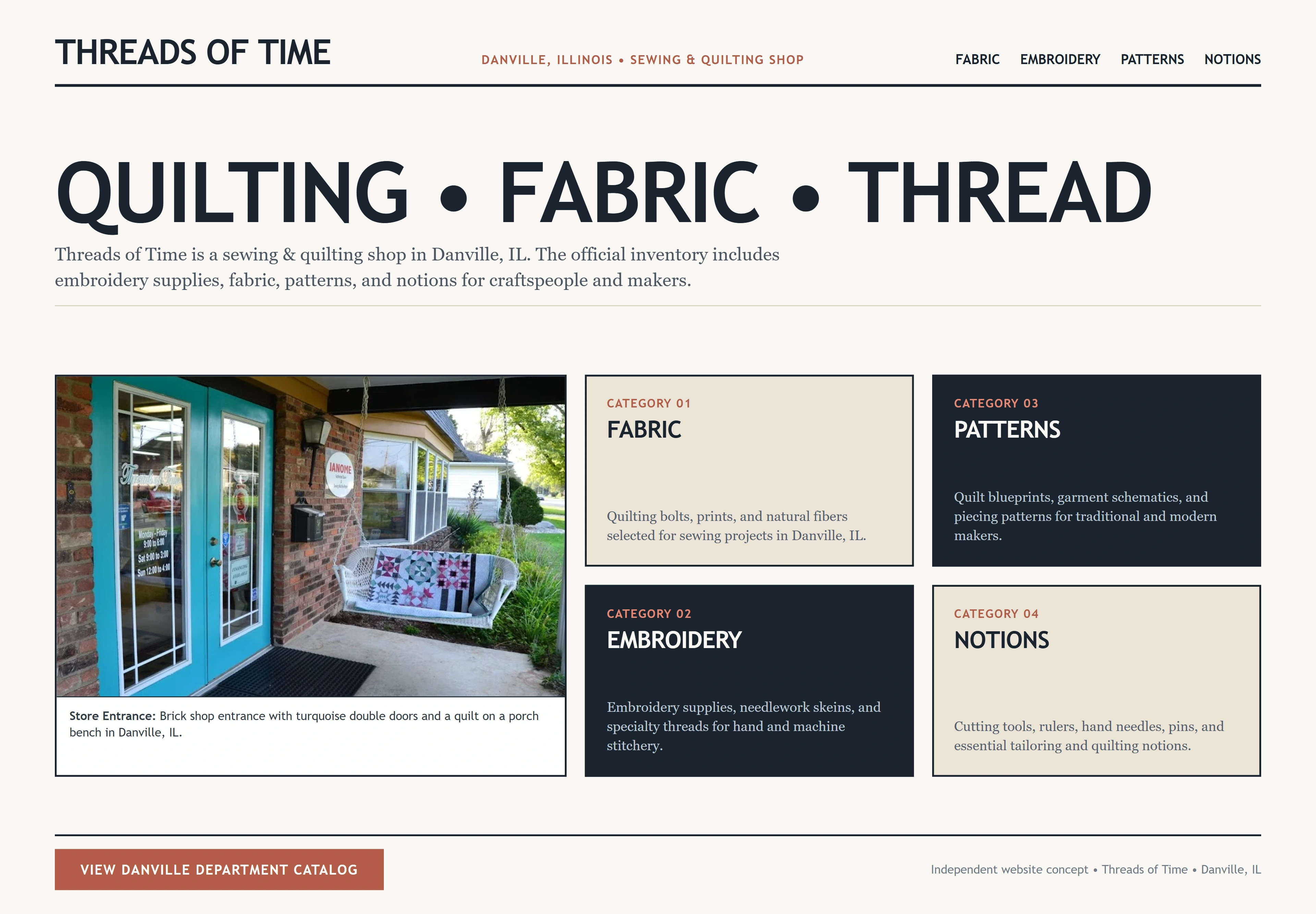 Threads of Time, individual website design concept C