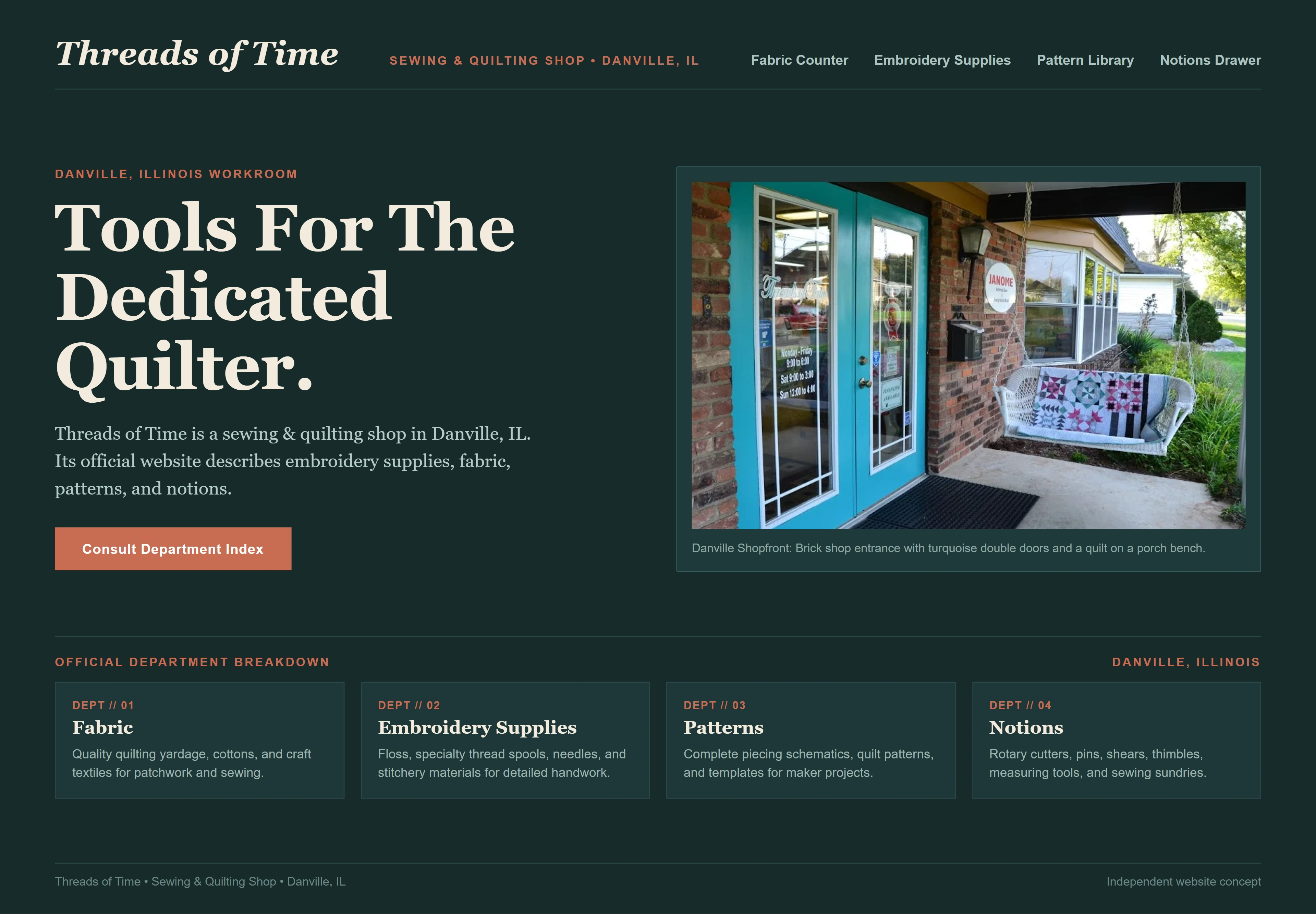 Threads of Time, individual website design concept D