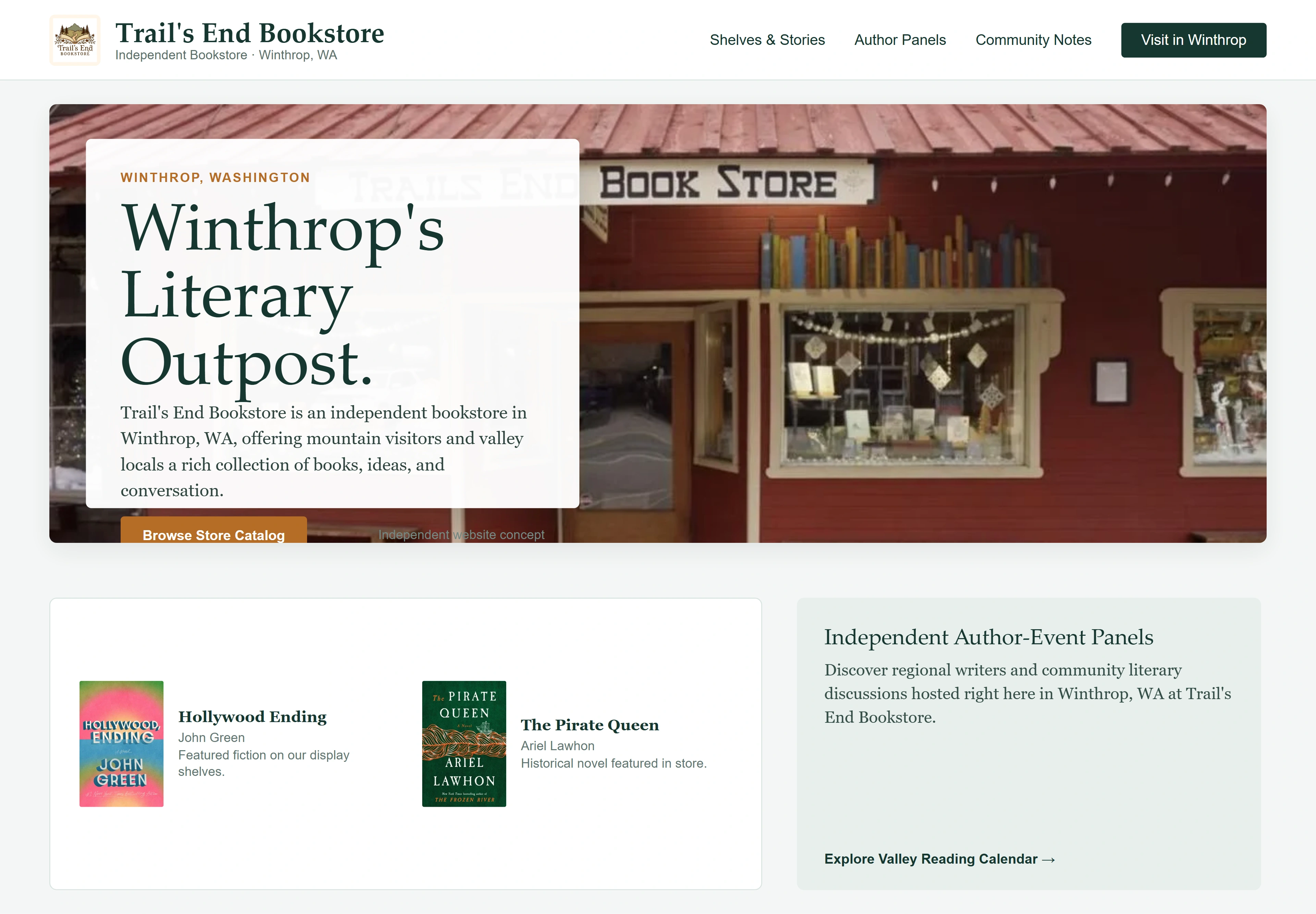 Trail's End Bookstore, individual website design concept C