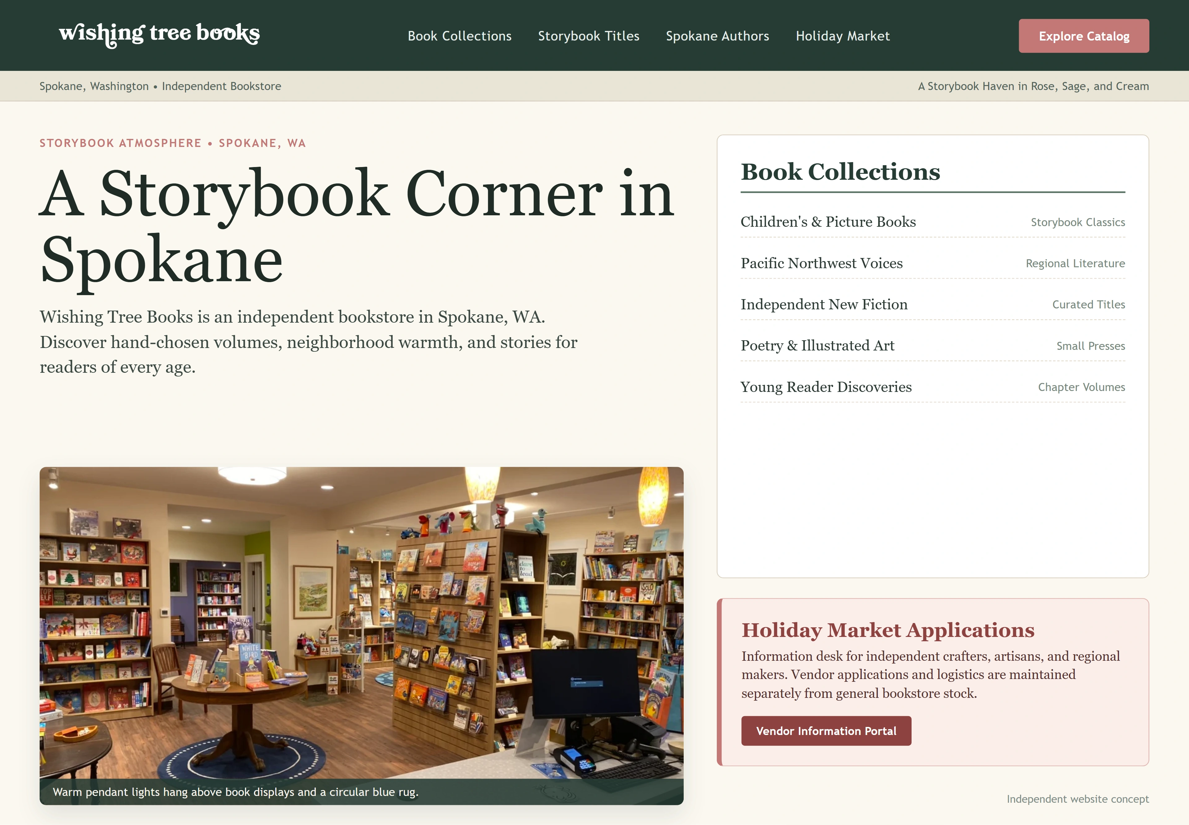 Wishing Tree Books, individual website design concept A