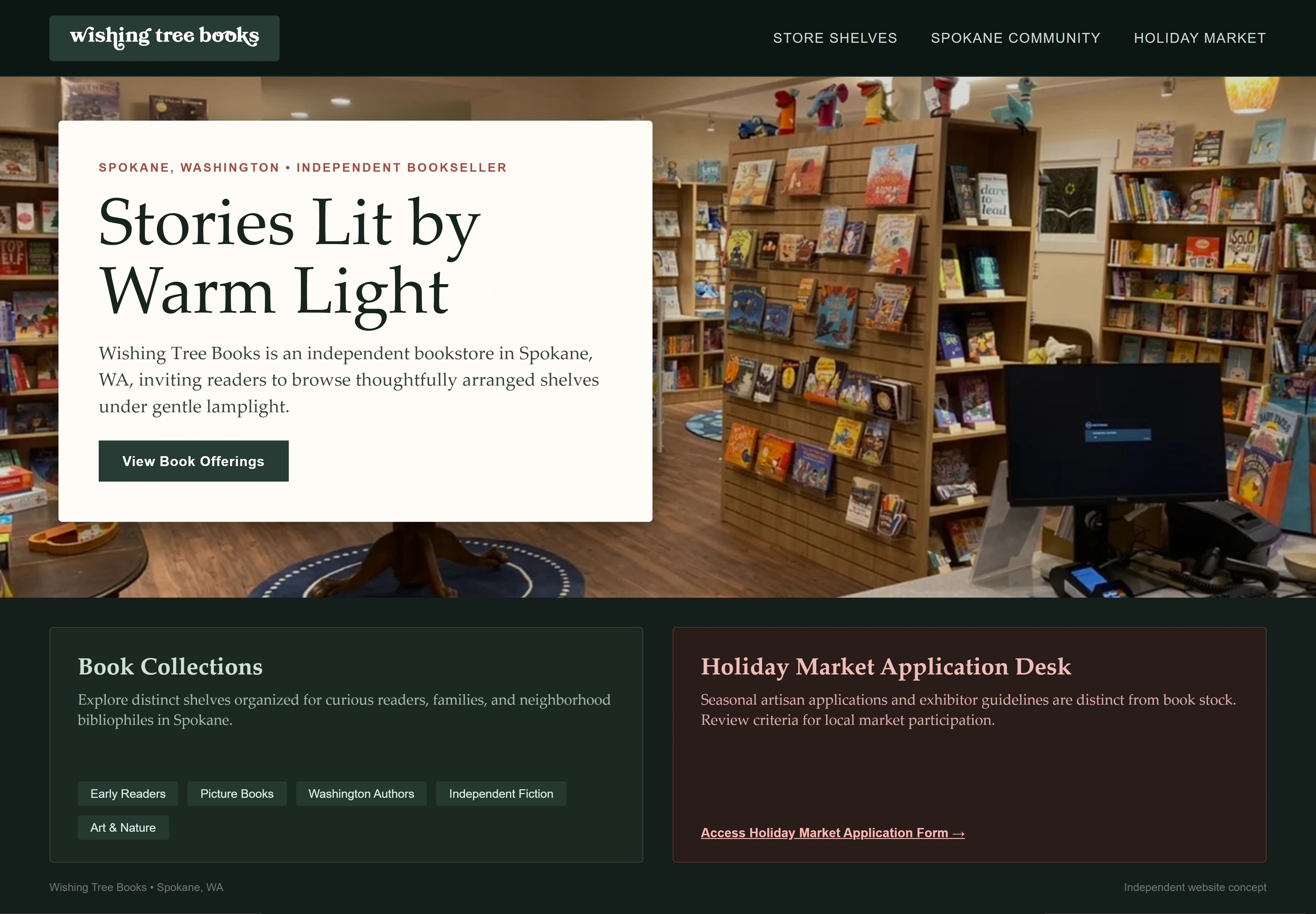 Wishing Tree Books, individual website design concept B