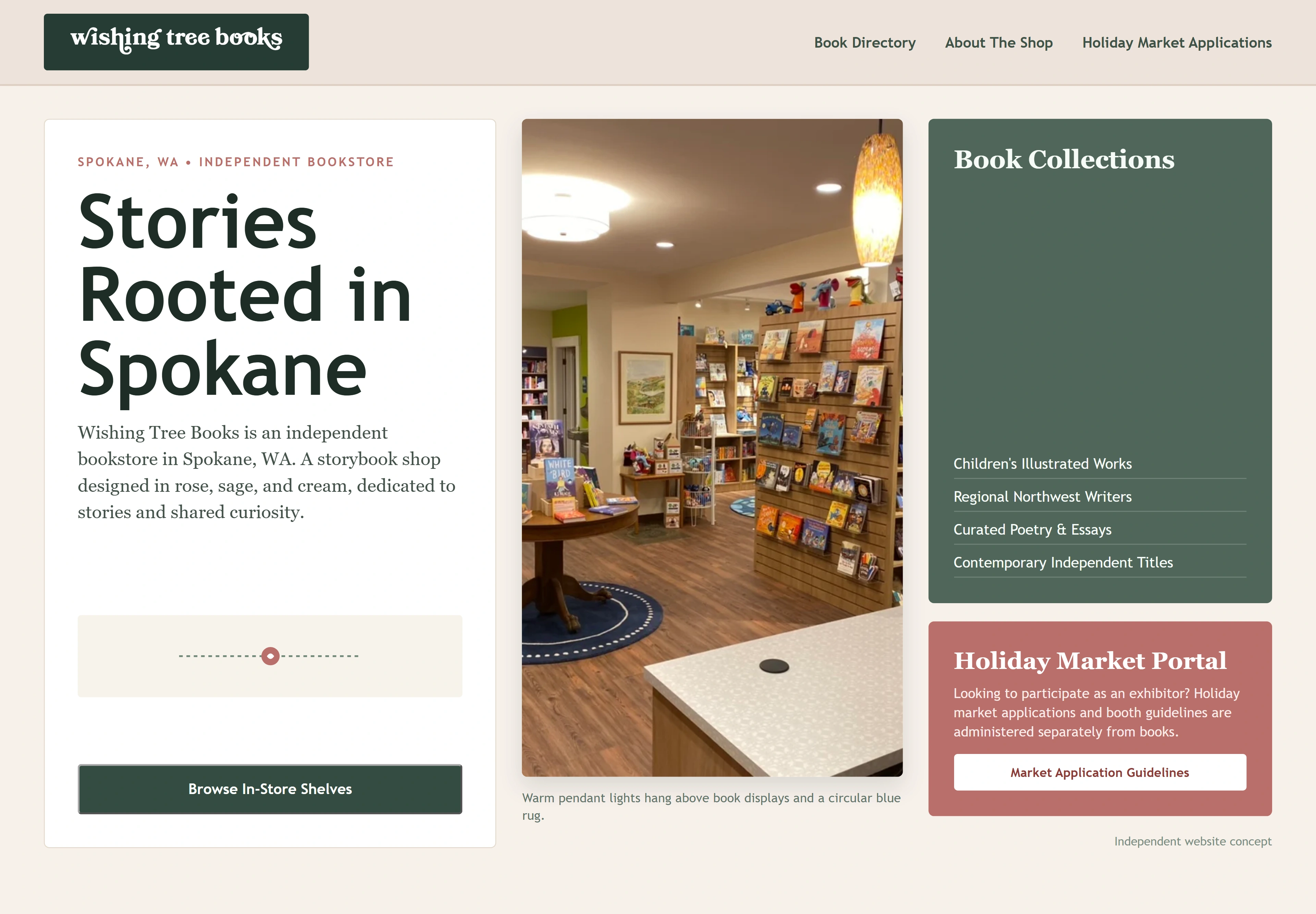 Wishing Tree Books, individual website design concept C