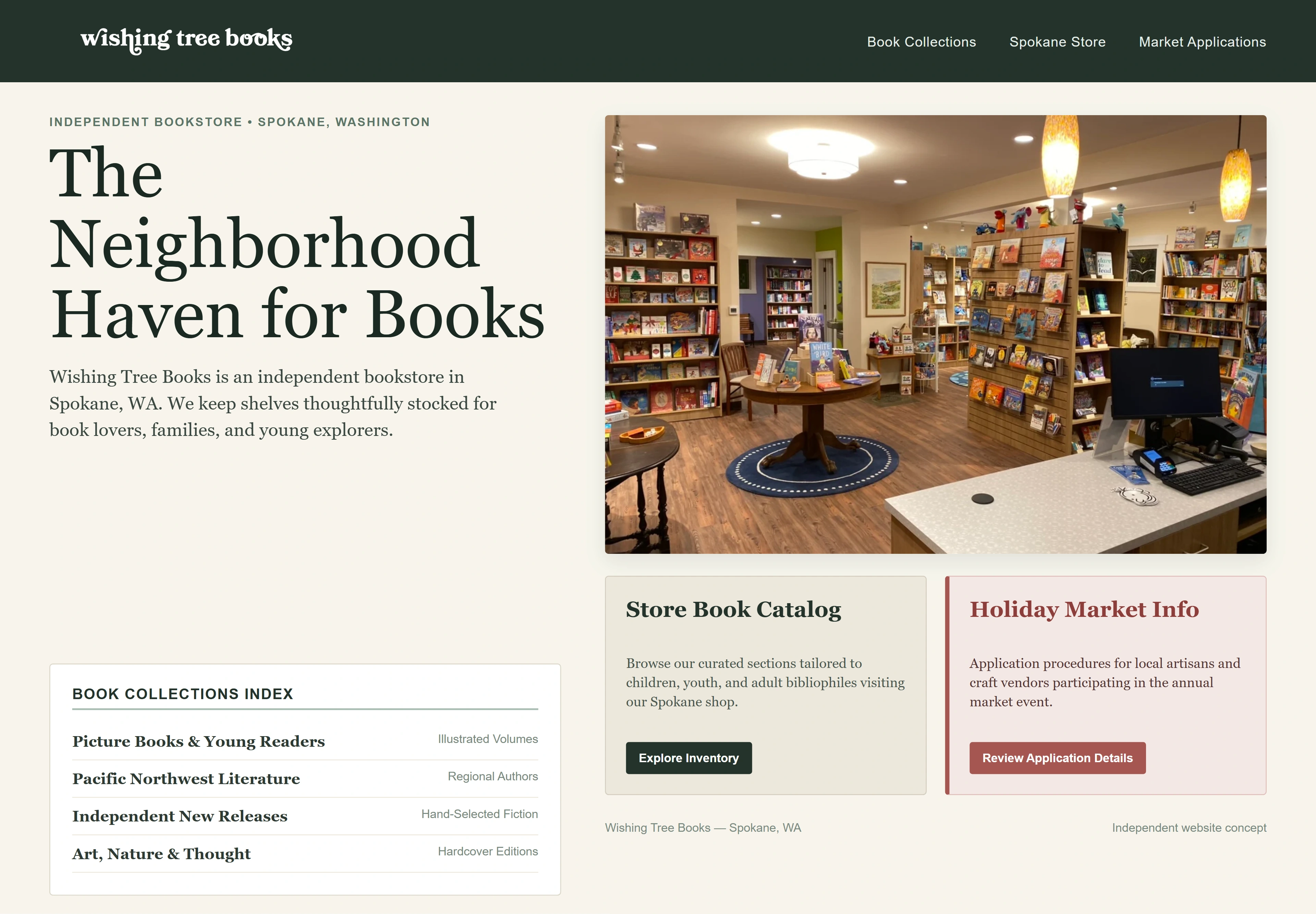 Wishing Tree Books, individual website design concept D