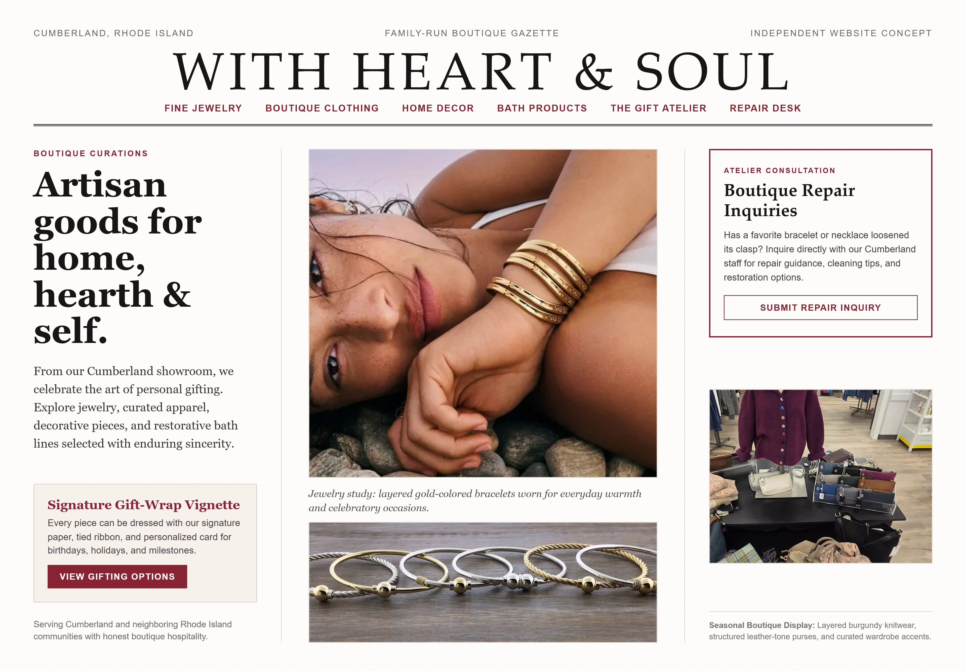 With Heart & Soul, individual website design concept D