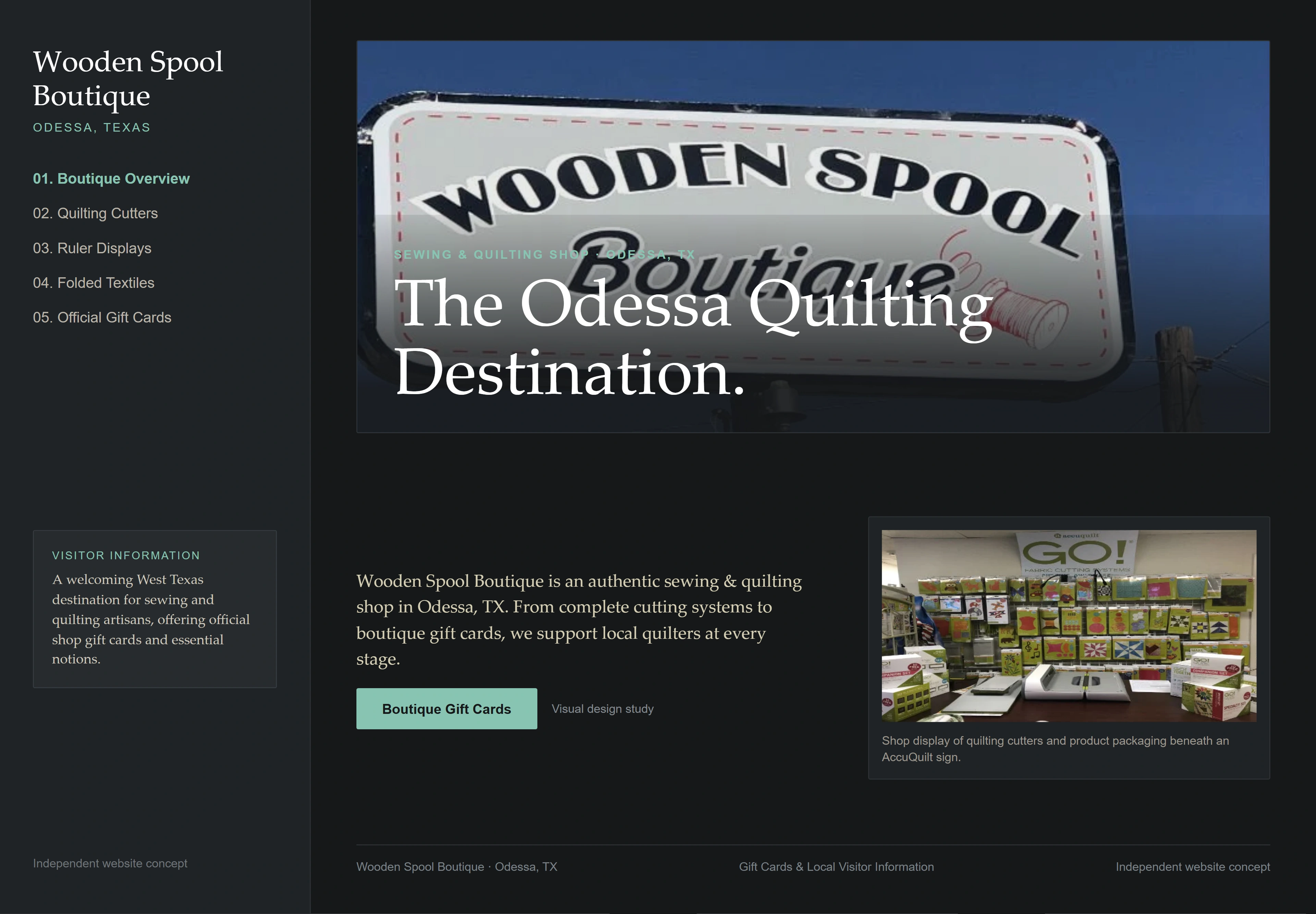 Wooden Spool Boutique, individual website design concept B