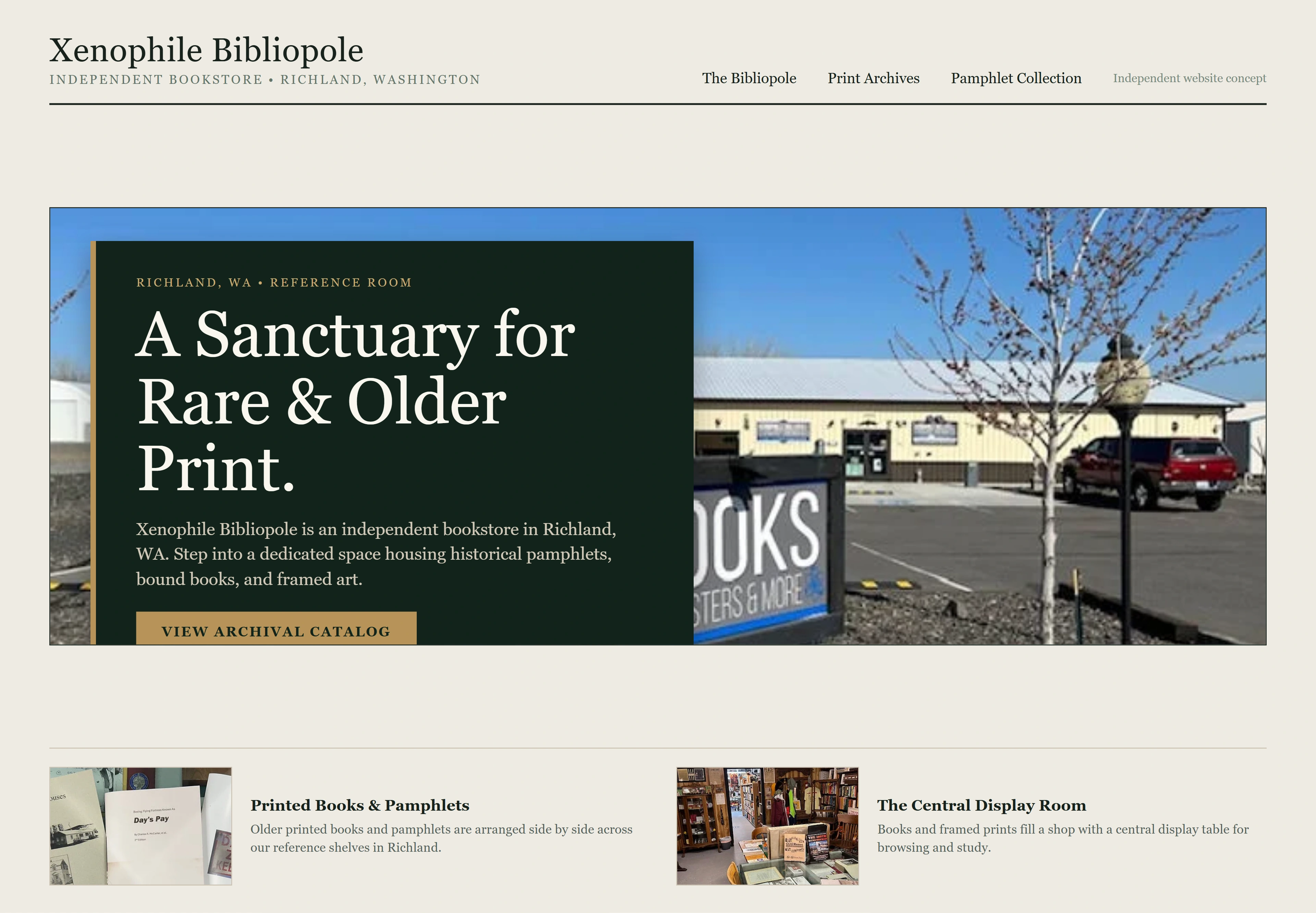 Xenophile Bibliopole, individual website design concept D