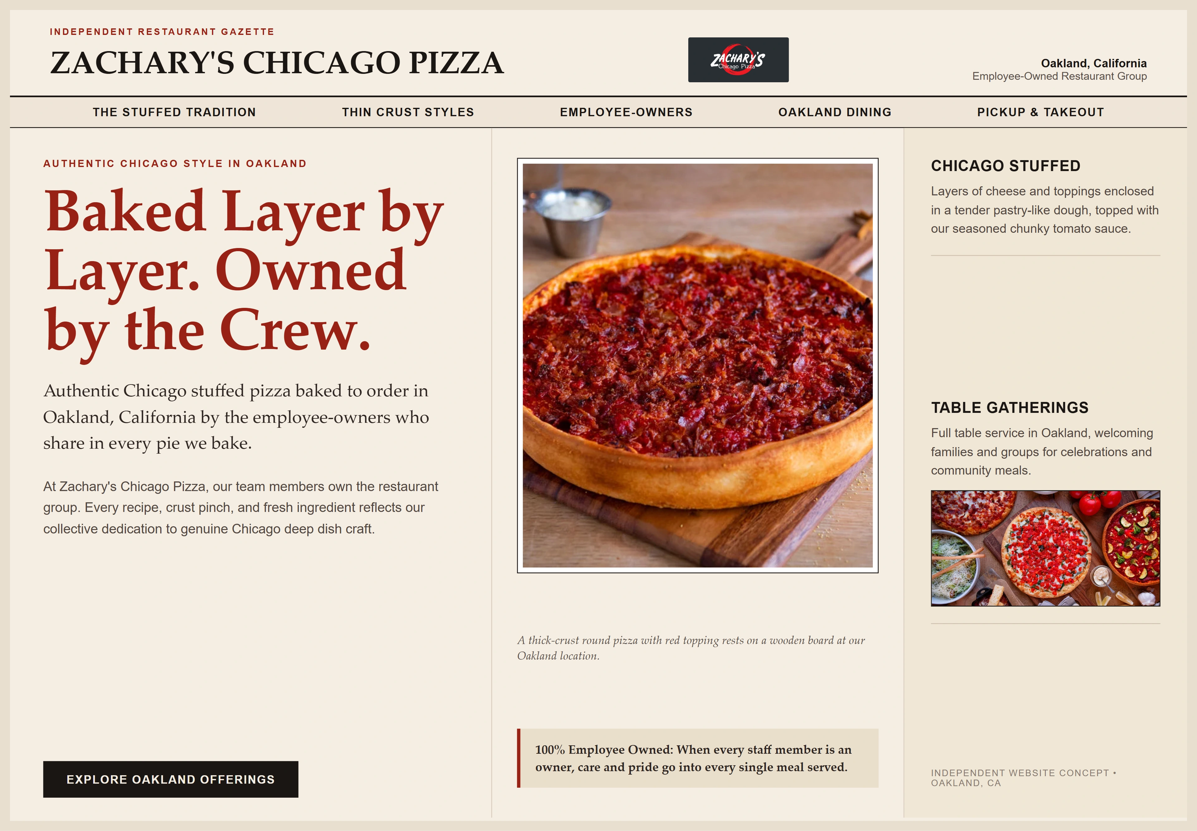 Zachary's Chicago Pizza, individual website design concept B